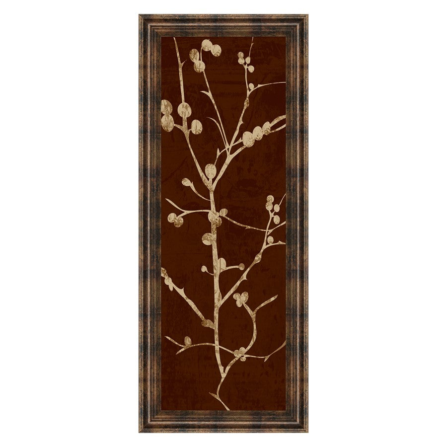 Classy Living Botanical Branches Wall Art 18x42in | Contemporary Dark Chocolate MDF Frame with Real Glass | Living Room & Bedroom Wall Decor | Model 1277