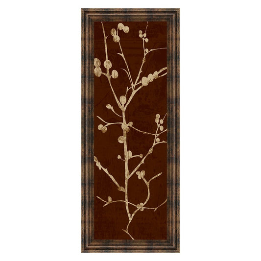 Classy Living Botanical Branches Wall Art 18x42in | Contemporary Dark Chocolate MDF Frame with Real Glass | Living Room & Bedroom Wall Decor | Model 1277