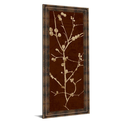 Classy Living Botanical Branches Wall Art 18x42in | Contemporary Dark Chocolate MDF Frame with Real Glass | Living Room & Bedroom Wall Decor | Model 1277