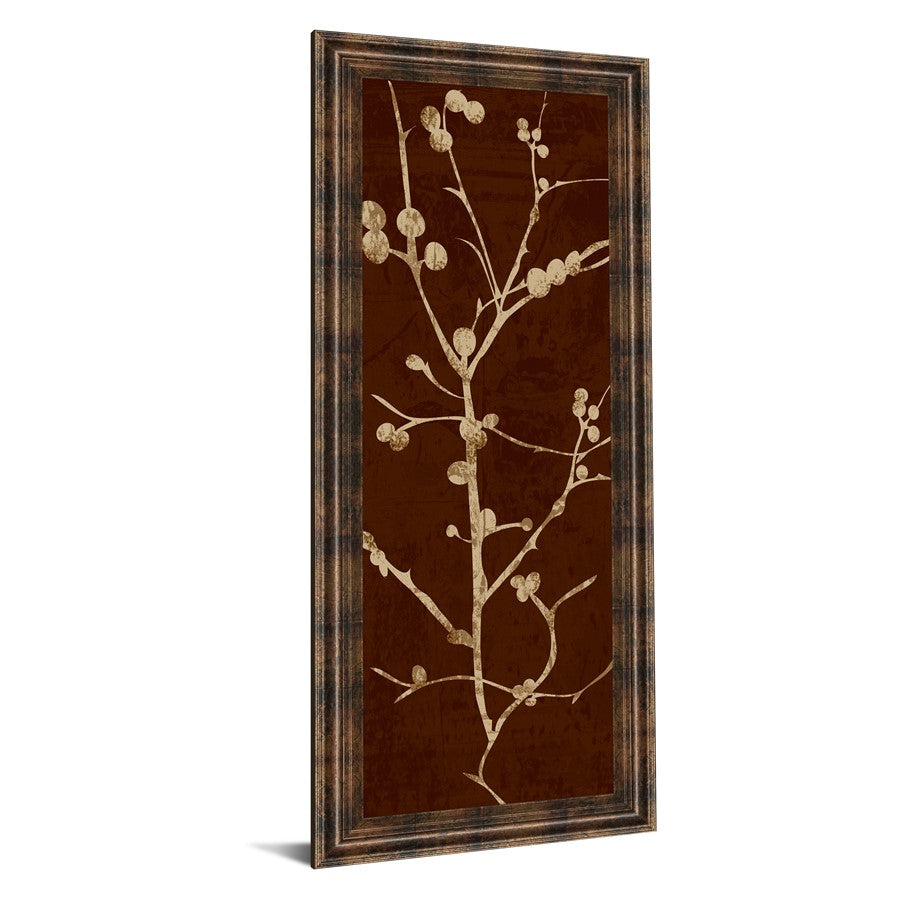 Classy Living Botanical Branches Wall Art 18x42in | Contemporary Dark Chocolate MDF Frame with Real Glass | Living Room & Bedroom Wall Decor | Model 1277