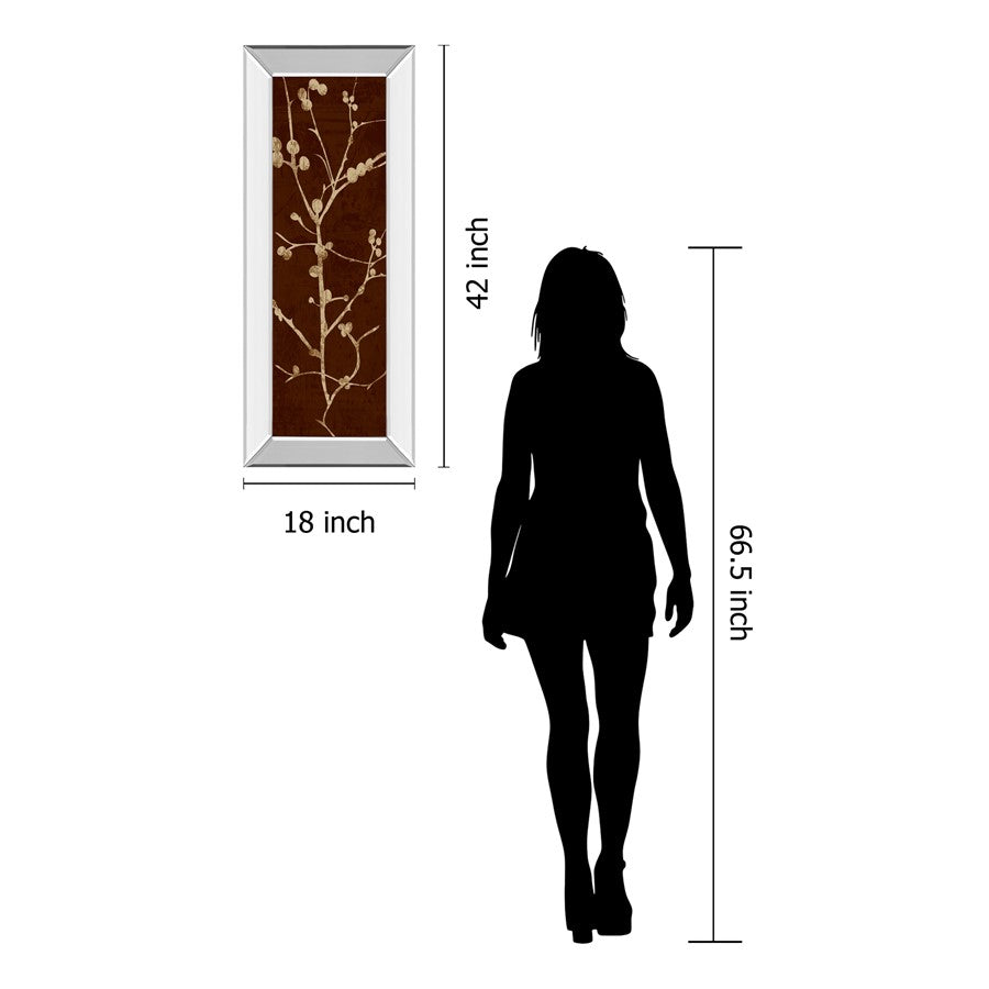 Classy Living Botanical Branches 18x42in Wall Art | Contemporary Mirrored Frame | Living Room & Bedroom Decor | 18 x 42 x 3 in | Model 1277MF