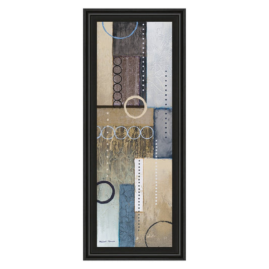 Classy Living Rainfall Harmony 18x42in Wall Art | Contemporary Mixed Media on Paper in Midnight Aura MDF Frame | Living Room & Office Decor | Model 1278