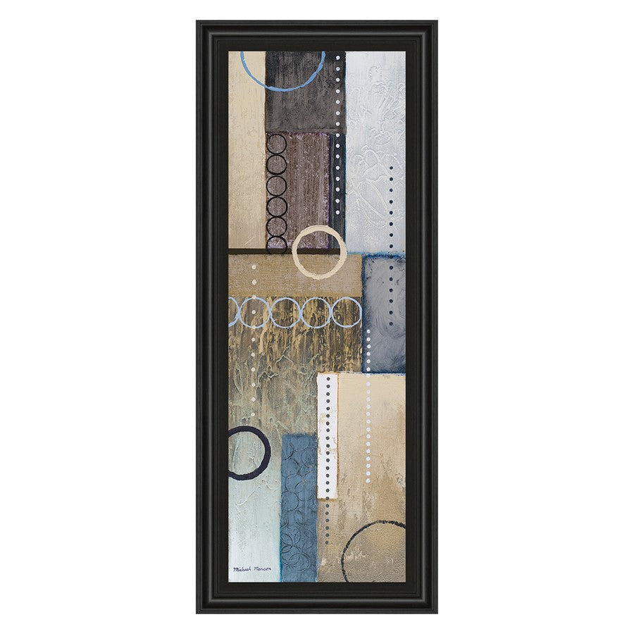 Classy Living Rainfall Harmony 18x42in Wall Art | Contemporary Mixed Media on Paper in Midnight Aura MDF Frame | Living Room & Office Decor | Model 1278