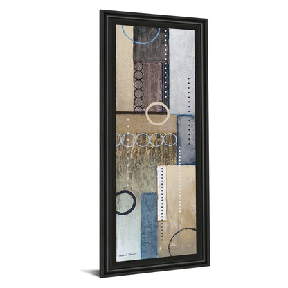 Classy Living Rainfall Harmony 18x42in Wall Art | Contemporary Mixed Media on Paper in Midnight Aura MDF Frame | Living Room & Office Decor | Model 1278