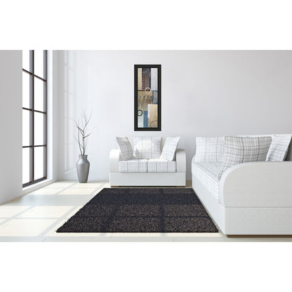 Classy Living Rainfall Harmony 18x42in Wall Art | Contemporary Mixed Media on Paper in Midnight Aura MDF Frame | Living Room & Office Decor | Model 1278