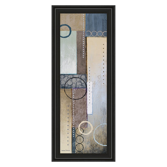 Classy Living Color Harmony 18x42in Wall Art | Contemporary Mixed Media on Paper in Midnight Aura MDF Frame | Living Room & Office Decor | 1 | Model 1279
