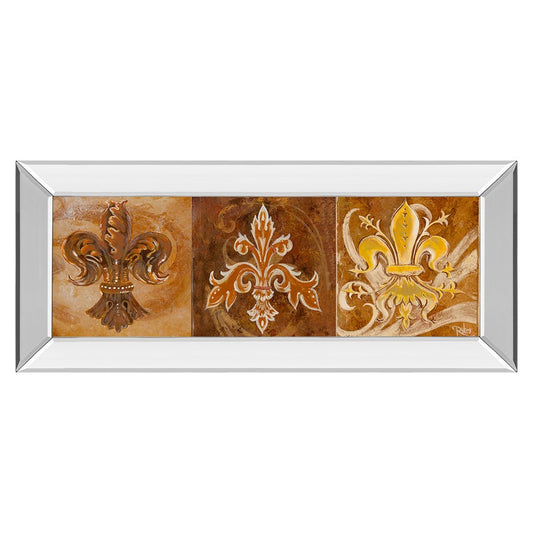 Classy Living Fleur De Lis Trio Wall Art 42x18in | Contemporary Mirrored Frame | Living Room & Office Decor | 42 x 18 x 3 in | Model 1280MF