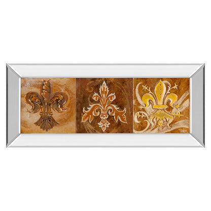 Classy Living Fleur De Lis Trio Wall Art 42x18in | Contemporary Mirrored Frame | Living Room & Office Decor | 42 x 18 x 3 in | Model 1280MF