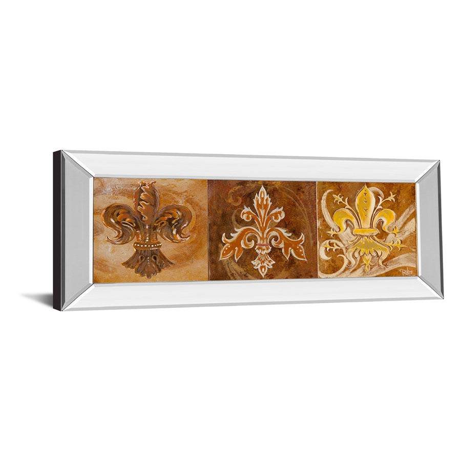 Classy Living Fleur De Lis Trio Wall Art 42x18in | Contemporary Mirrored Frame | Living Room & Office Decor | 42 x 18 x 3 in | Model 1280MF