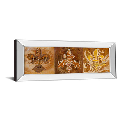 Classy Living Fleur De Lis Trio Wall Art 42x18in | Contemporary Mirrored Frame | Living Room & Office Decor | 42 x 18 x 3 in | Model 1280MF