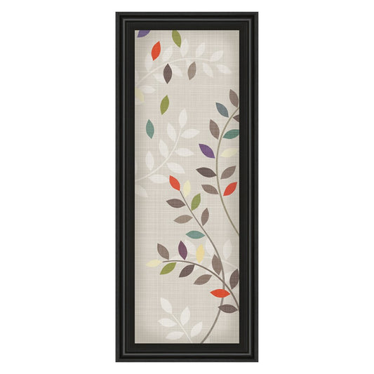 Classy Living Leaflets 18x42in Wall Art | Transitional Multicolor Botanical on Beige | Living Room & Bedroom Decor | 1 x 18 x 42 in | Model 1292