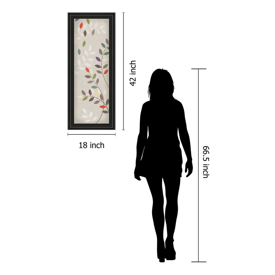 Classy Living Leaflets 18x42in Wall Art | Transitional Multicolor Botanical on Beige | Living Room & Bedroom Decor | 1 x 18 x 42 in | Model 1292