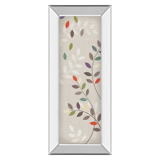 Classy Living Leaflets 18x42in Wall Art | Transitional Botanical Graphic Art with Mirrored Frame | Living Room, Bedroom & Office Decor | 18 | Model 1292MF