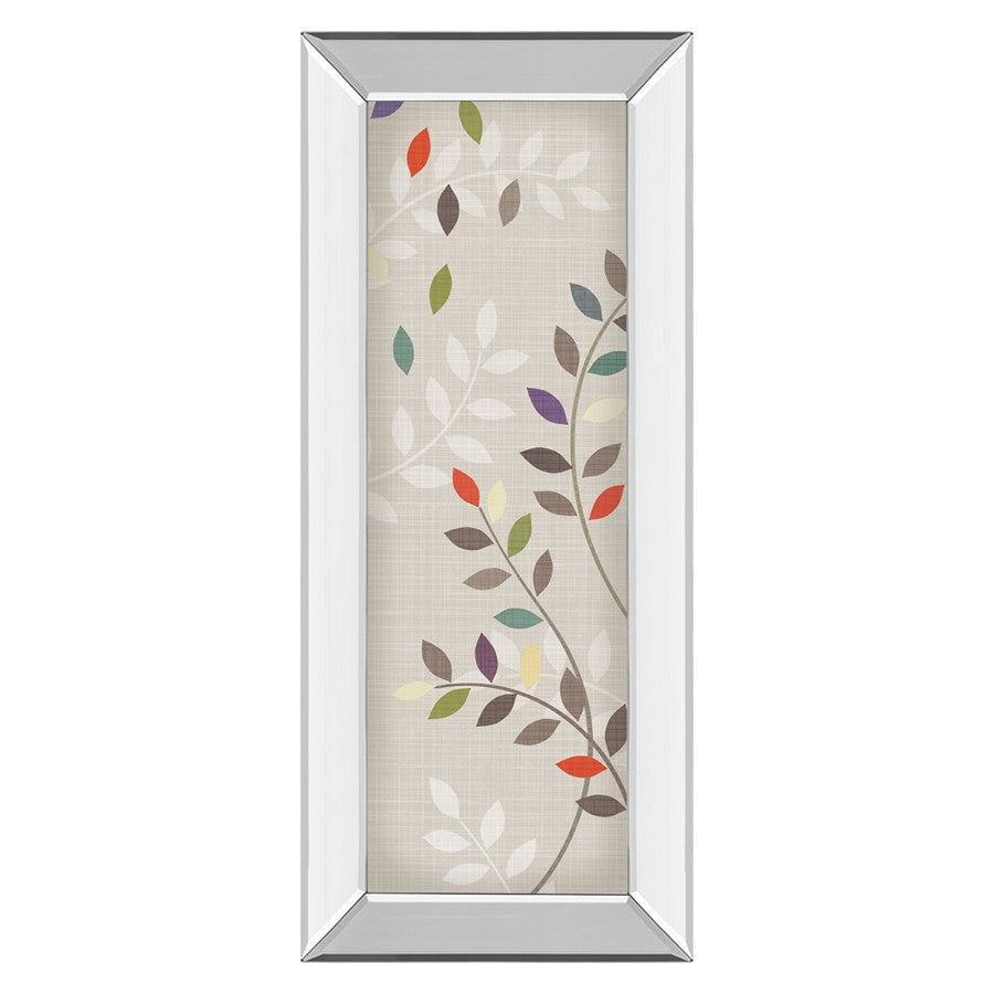 Classy Living Leaflets 18x42in Wall Art | Transitional Botanical Graphic Art with Mirrored Frame | Living Room, Bedroom & Office Decor | 18 | Model 1292MF