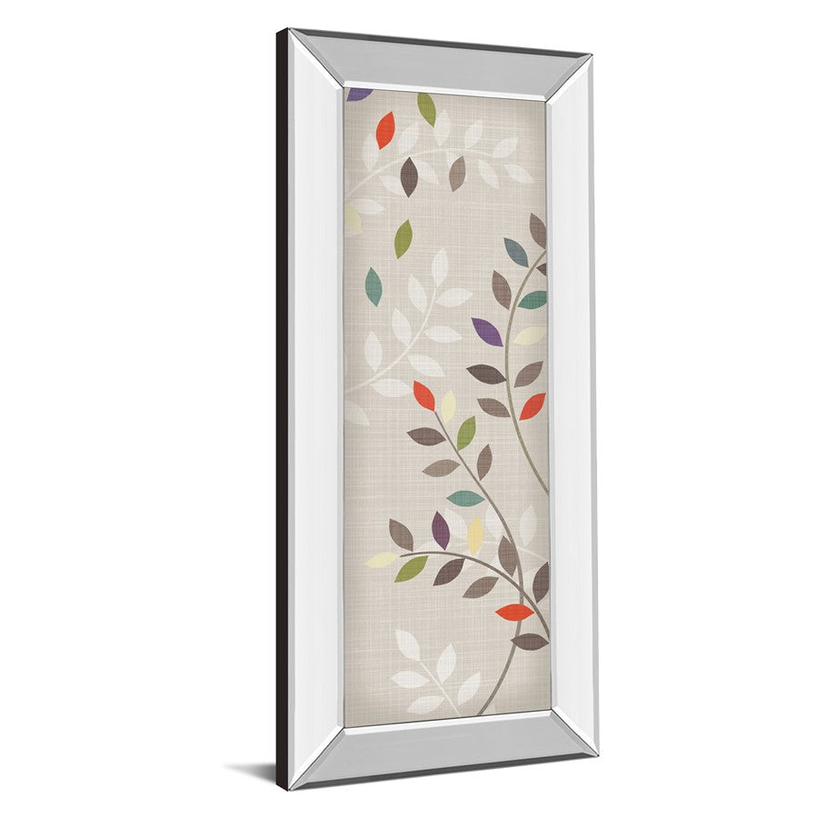Classy Living Leaflets 18x42in Wall Art | Transitional Botanical Graphic Art with Mirrored Frame | Living Room, Bedroom & Office Decor | 18 | Model 1292MF