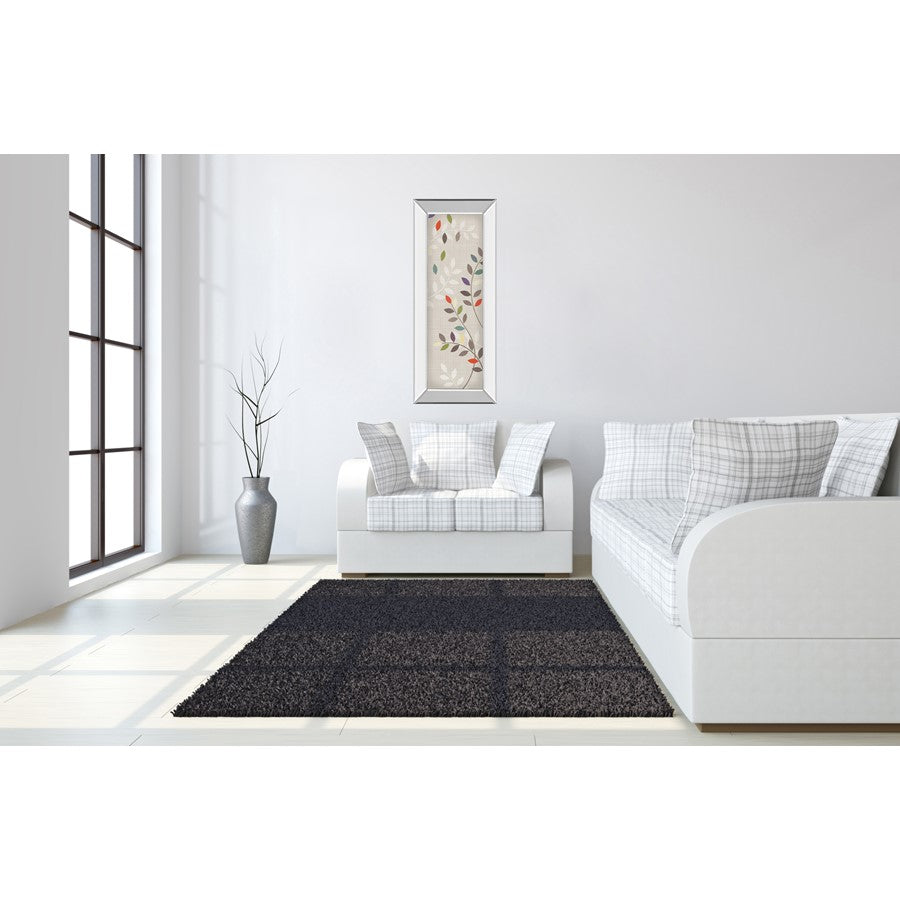Classy Living Leaflets 18x42in Wall Art | Transitional Botanical Graphic Art with Mirrored Frame | Living Room, Bedroom & Office Decor | 18 | Model 1292MF