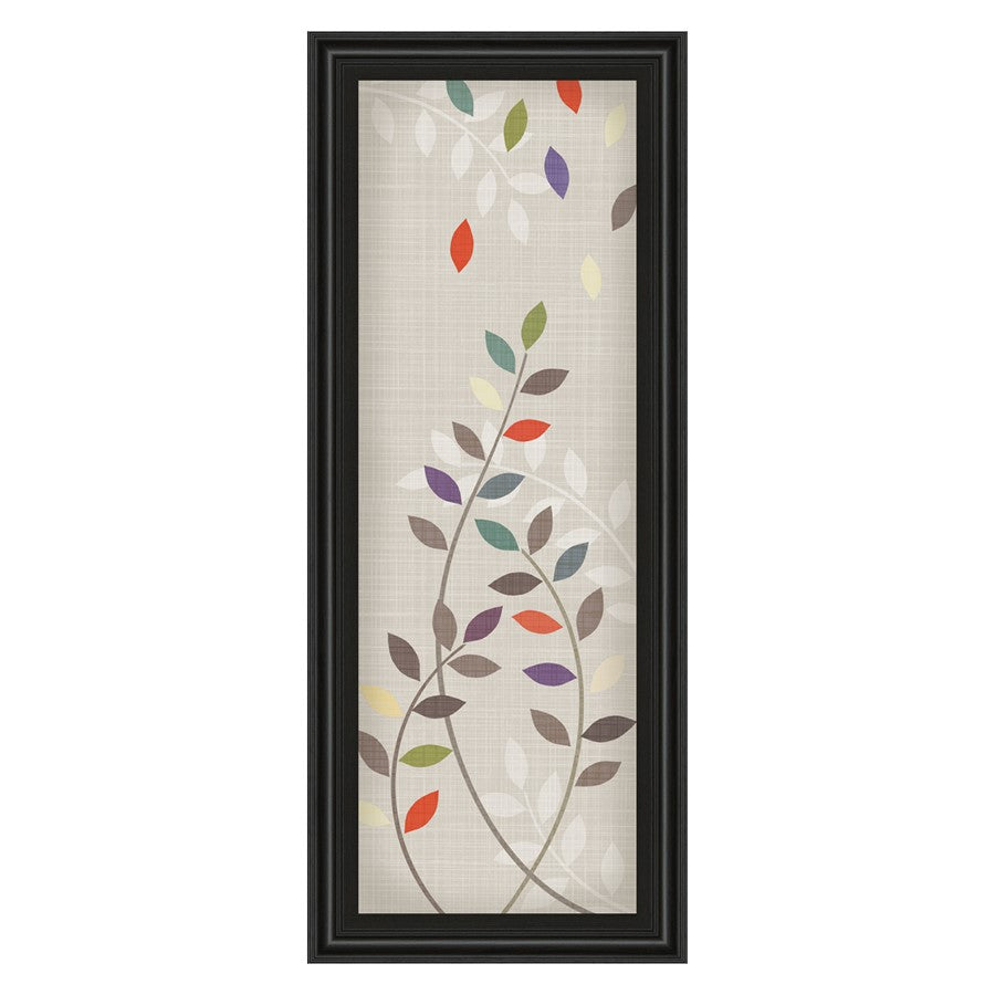 Classy Living Leaflets II 18x42in Wall Art | Transitional Multicolor Paper on MDF in Black Frame | Living Room & Office Botanical Decor | 18 | Model 1293