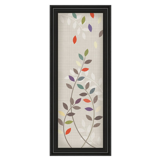 Classy Living Leaflets II 18x42in Wall Art | Transitional Multicolor Paper on MDF in Black Frame | Living Room & Office Botanical Decor | 18 | Model 1293