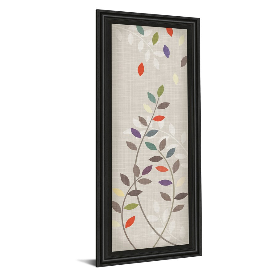Classy Living Leaflets II 18x42in Wall Art | Transitional Multicolor Paper on MDF in Black Frame | Living Room & Office Botanical Decor | 18 | Model 1293