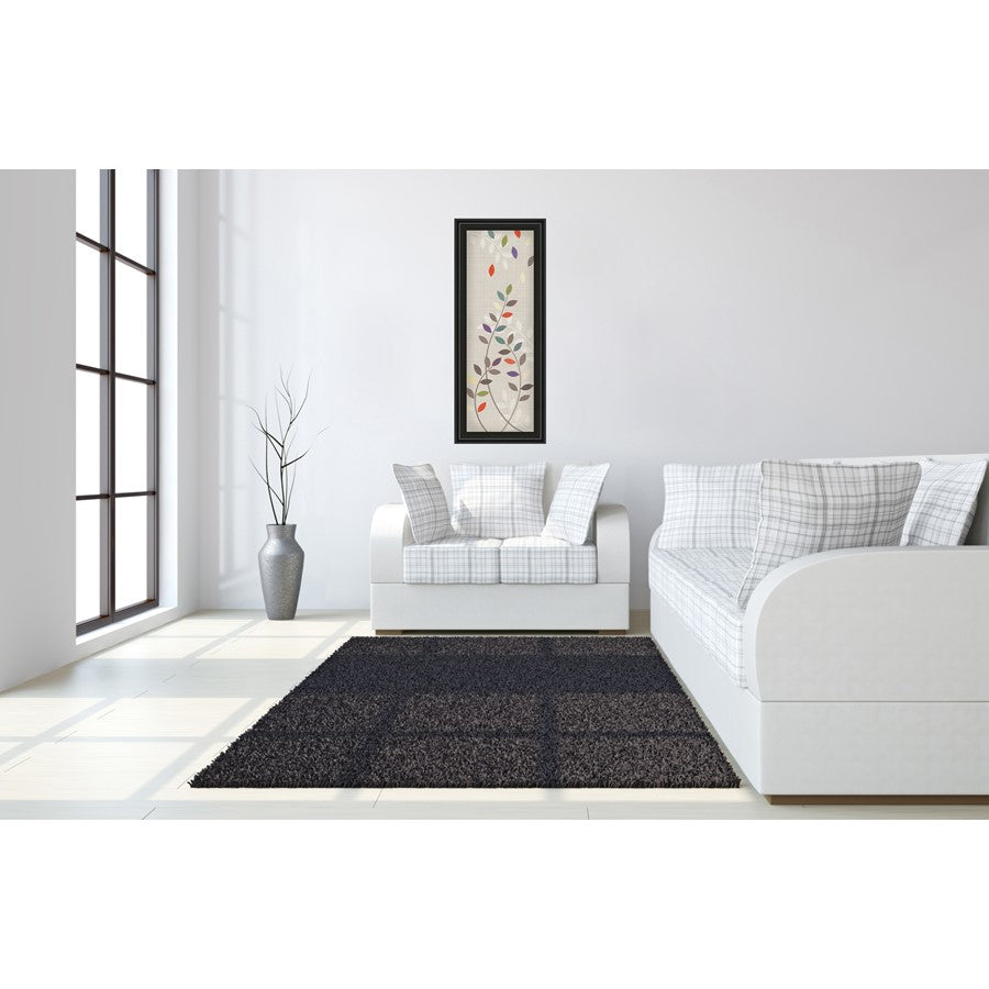 Classy Living Leaflets II 18x42in Wall Art | Transitional Multicolor Paper on MDF in Black Frame | Living Room & Office Botanical Decor | 18 | Model 1293