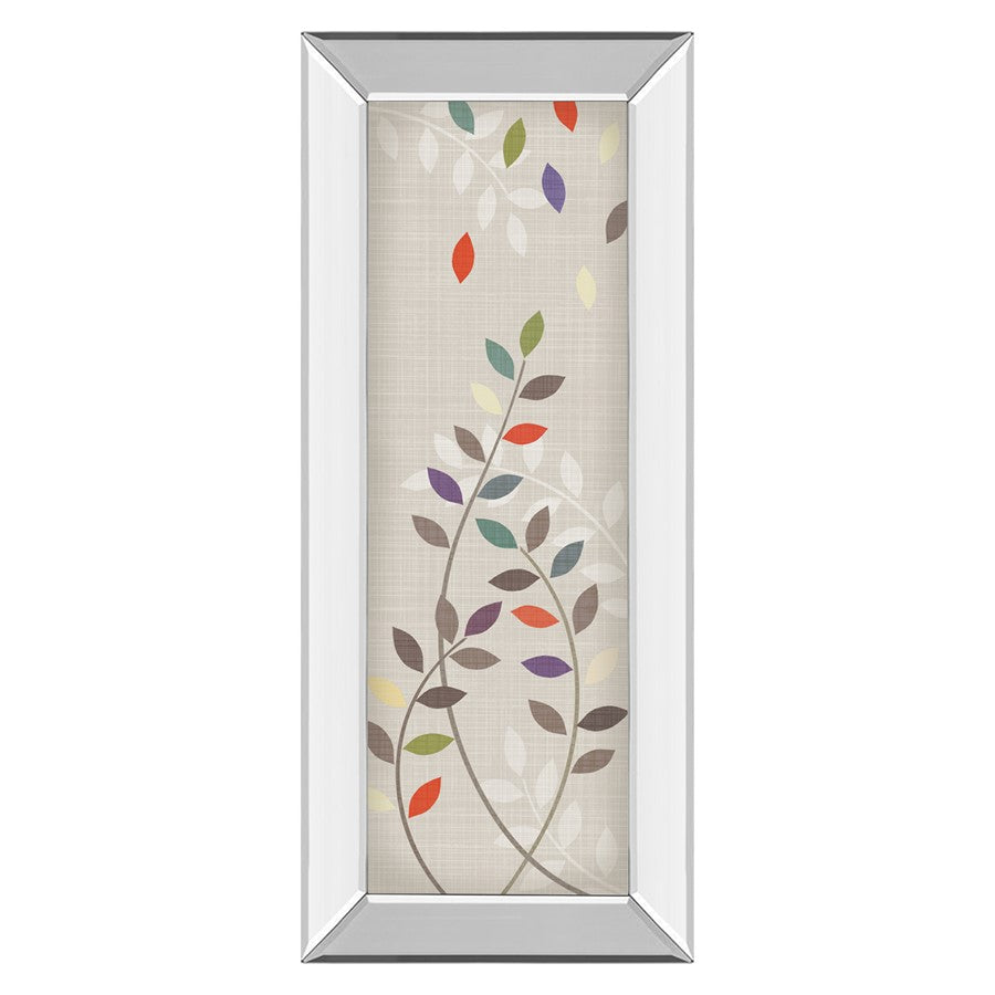 Classy Living Leaflets II 42in Tall Wall Art | Transitional Multicolor Leaves on Beige with Mirrored Frame | Living Room Bedroom Office | Model 1293MF