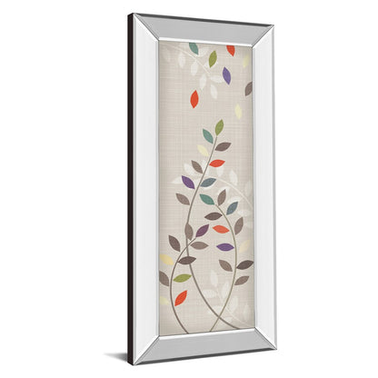 Classy Living Leaflets II 42in Tall Wall Art | Transitional Multicolor Leaves on Beige with Mirrored Frame | Living Room Bedroom Office | Model 1293MF