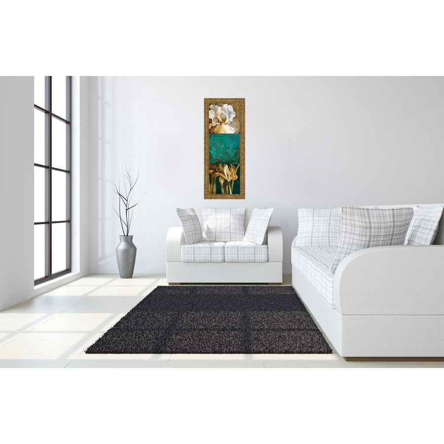 Classy Living Garden Elegance 18x42in Vertical Wall Art | Contemporary Gilded Radiance MDF Frame with Glass | Living Room & Bedroom Decor | Model 1294