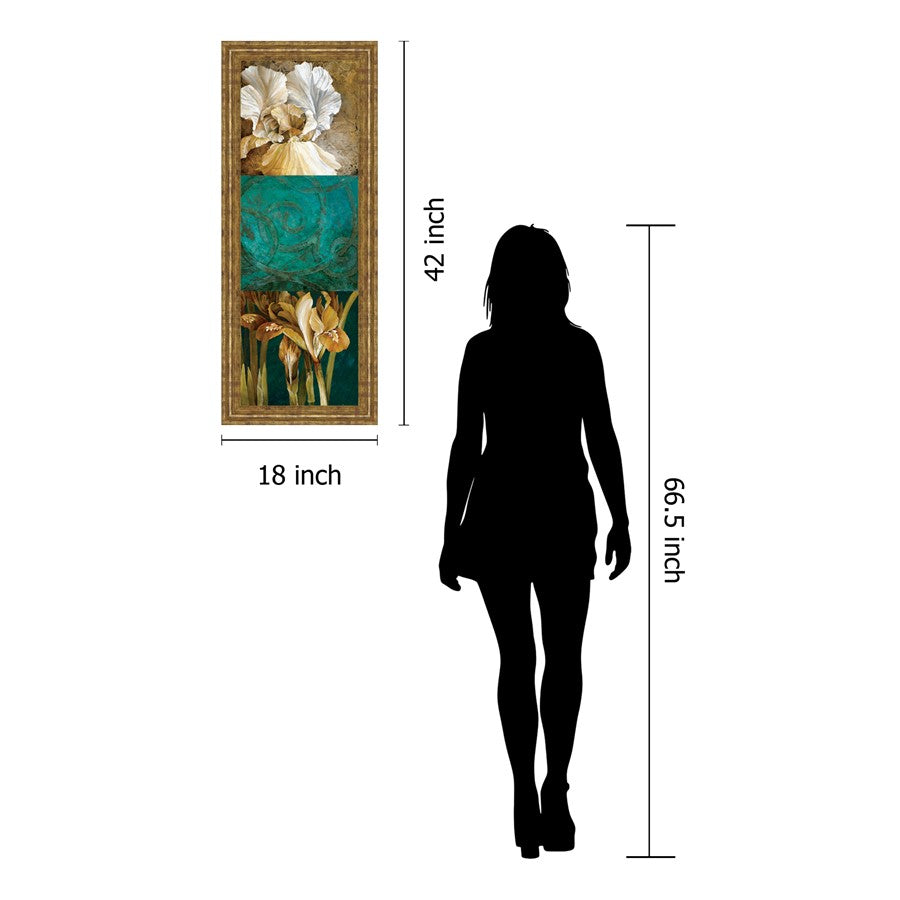 Classy Living Garden Elegance 18x42in Vertical Wall Art | Contemporary Gilded Radiance MDF Frame with Glass | Living Room & Bedroom Decor | Model 1294