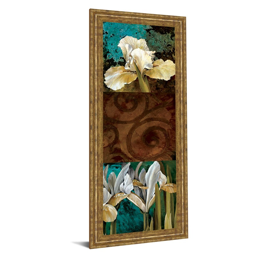 Classy Living Garden Bloom Wall Art 18x42in | Contemporary Mixed Media Floral on Paper in Gilded Radiance MDF Frame | Living Room & Bedroom | Model 1295