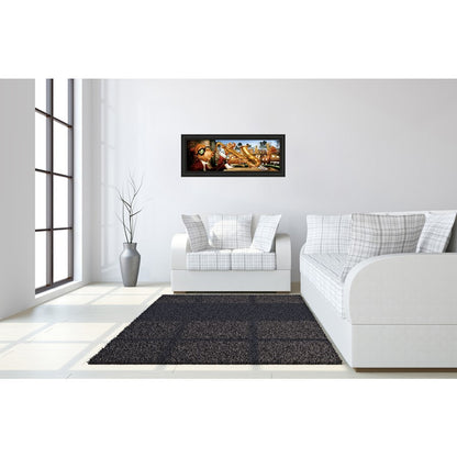Classy Living Urban Saxophone Serenade Wall Art 42x18in | Contemporary Framed Graphic Art in Midnight Aura MDF Frame | Living Room & Music | Model 1297