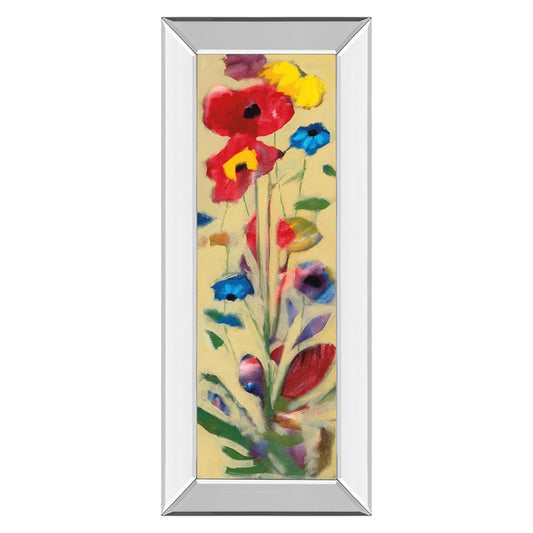 Classy Living Wildflower Burst 18x42in Wall Art | Contemporary Mixed Media with Mirrored Frame | Living Room & Bedroom Botanical Decor | 18 | Model 1304MF