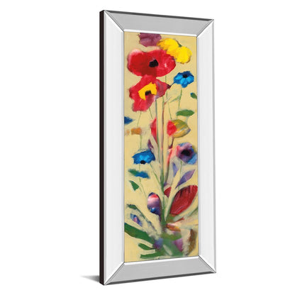 Classy Living Wildflower Burst 18x42in Wall Art | Contemporary Mixed Media with Mirrored Frame | Living Room & Bedroom Botanical Decor | 18 | Model 1304MF
