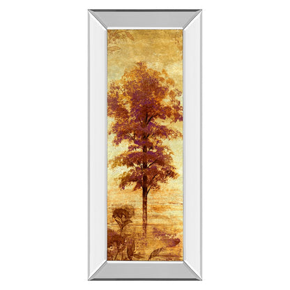 Classy Living Autumn Tree Glow Wall Art 18x42in | Contemporary Mixed Media on Paper with Mirrored Frame | Living Room & Office Seasonal | Model 1309MF