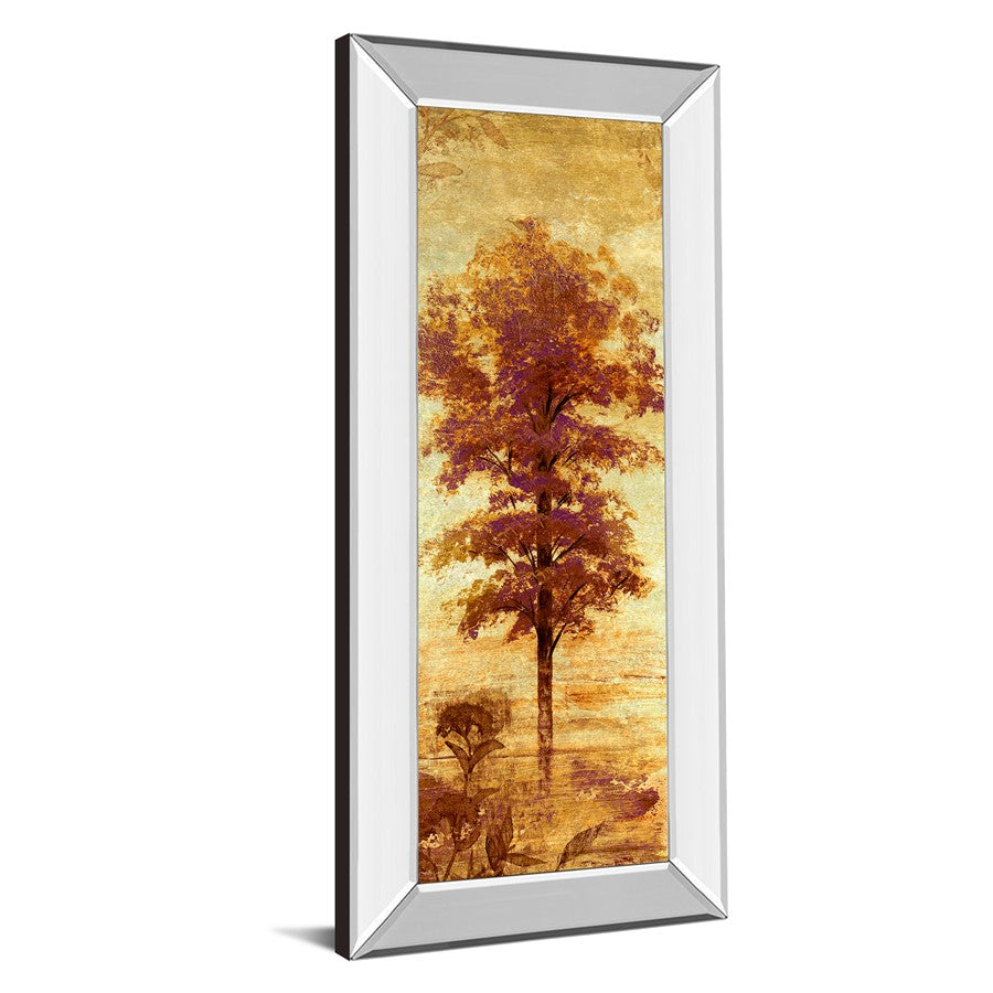 Classy Living Autumn Tree Glow Wall Art 18x42in | Contemporary Mixed Media on Paper with Mirrored Frame | Living Room & Office Seasonal | Model 1309MF