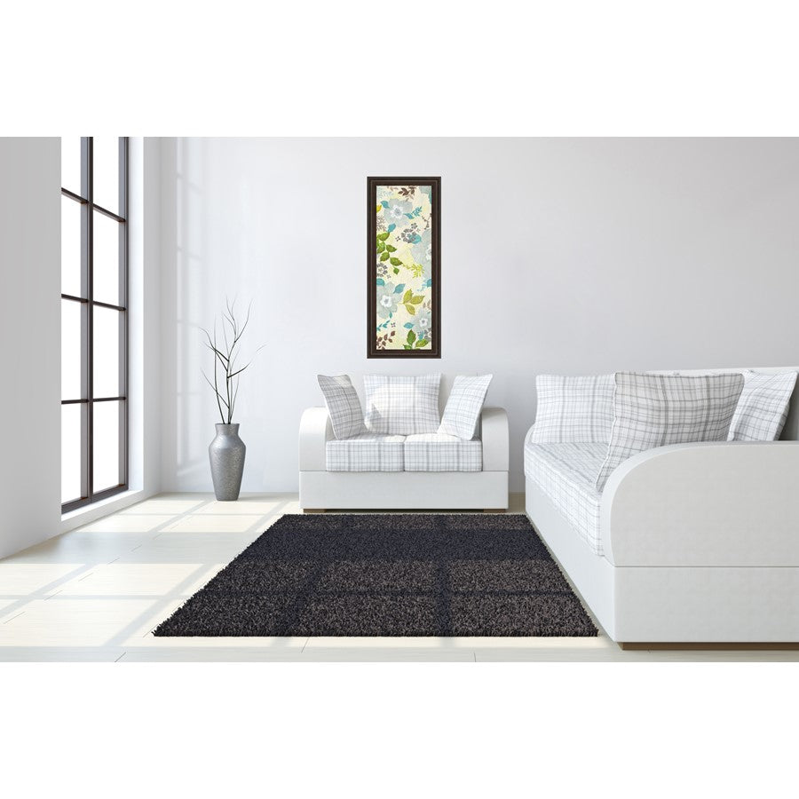 Classy Living Fragrant Garden 18x42in Wall Art | Contemporary Multicolor Botanical on Paper in Dark Chocolate MDF Frame | Living Room & | Model 1321