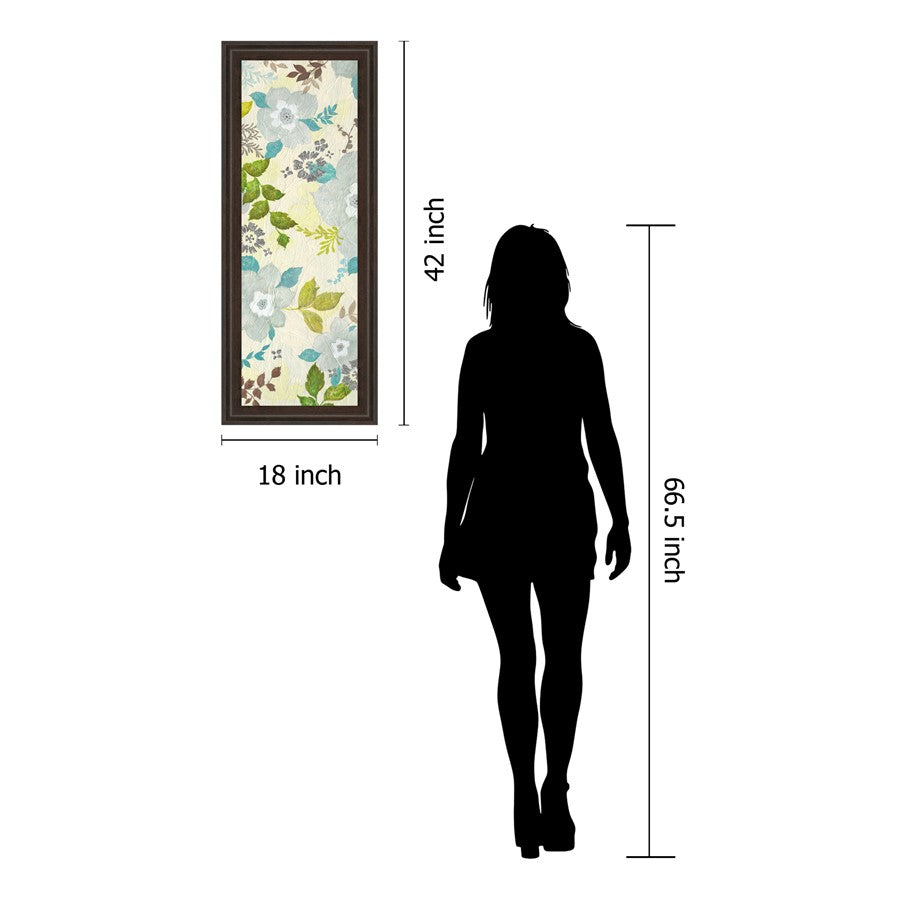 Classy Living Fragrant Garden 18x42in Wall Art | Contemporary Multicolor Botanical on Paper in Dark Chocolate MDF Frame | Living Room & | Model 1321