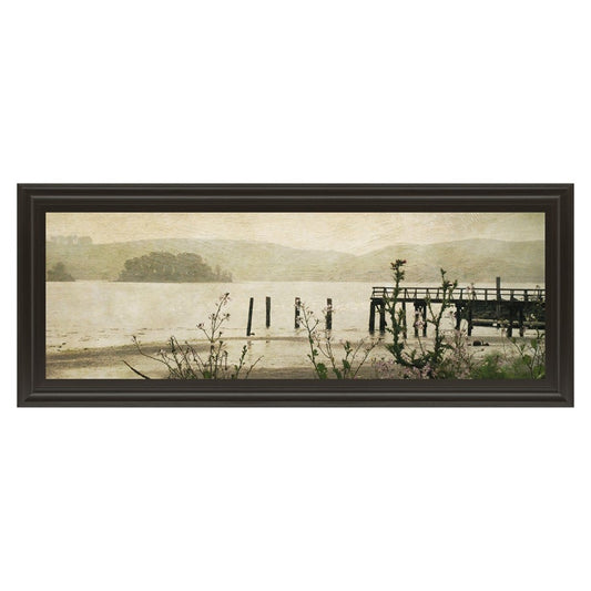 Classy Living Tranquil Pier View 42in Wide Wall Art | Contemporary Dark Chocolate MDF Frame and Multicolor Paper Print | Living Room & | Model 1343