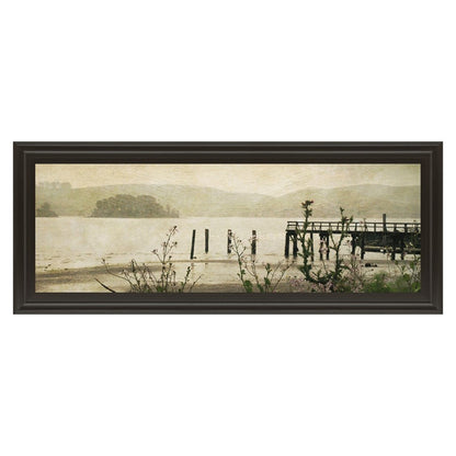 Classy Living Tranquil Pier View 42in Wide Wall Art | Contemporary Dark Chocolate MDF Frame and Multicolor Paper Print | Living Room & | Model 1343