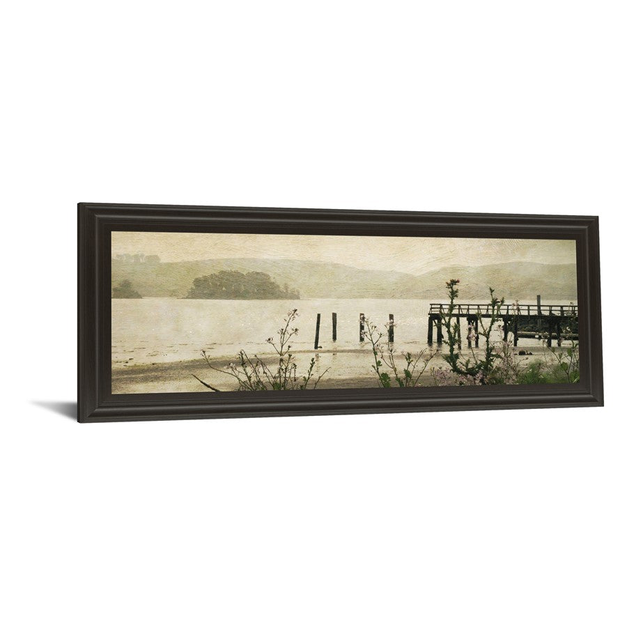 Classy Living Tranquil Pier View 42in Wide Wall Art | Contemporary Dark Chocolate MDF Frame and Multicolor Paper Print | Living Room & | Model 1343