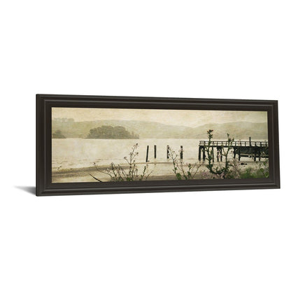 Classy Living Tranquil Pier View 42in Wide Wall Art | Contemporary Dark Chocolate MDF Frame and Multicolor Paper Print | Living Room & | Model 1343