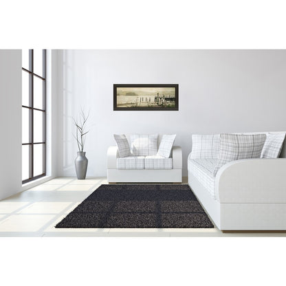Classy Living Tranquil Pier View 42in Wide Wall Art | Contemporary Dark Chocolate MDF Frame and Multicolor Paper Print | Living Room & | Model 1343