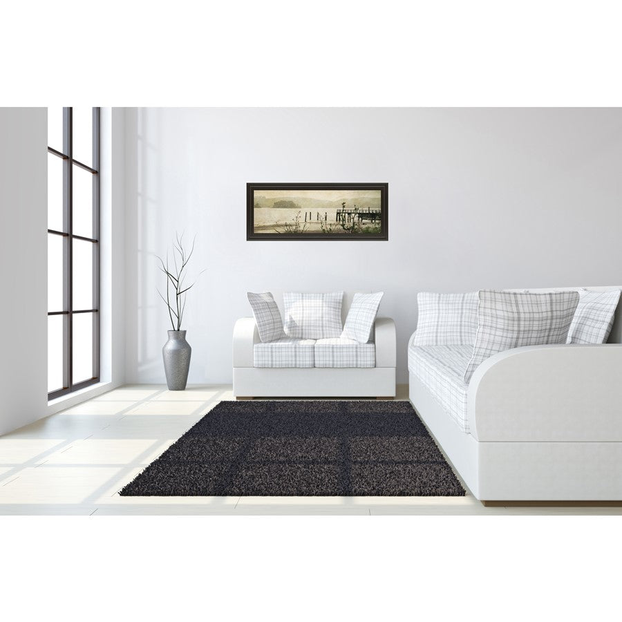 Classy Living Tranquil Pier View 42in Wide Wall Art | Contemporary Dark Chocolate MDF Frame and Multicolor Paper Print | Living Room & | Model 1343