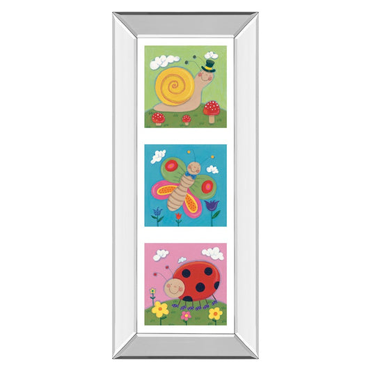 Classy Living Whimsical Insects Trio Wall Art 18x42in | Contemporary Mirrored Frame | Kids Room & Nursery Decor | 3 x 18 x 42 in | Model 1346MF