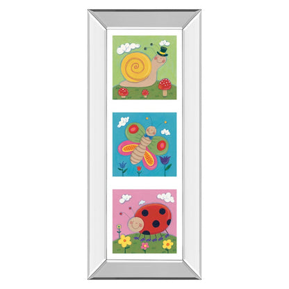 Classy Living Whimsical Insects Trio Wall Art 18x42in | Contemporary Mirrored Frame | Kids Room & Nursery Decor | 3 x 18 x 42 in | Model 1346MF