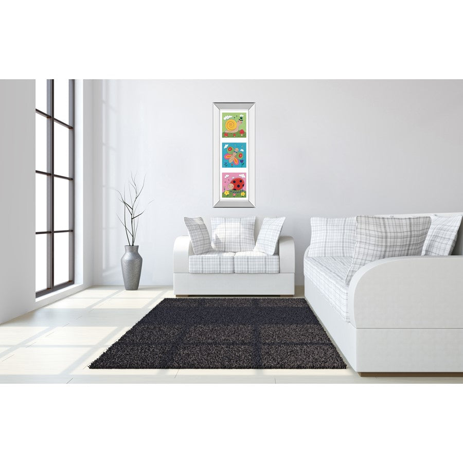 Classy Living Whimsical Insects Trio Wall Art 18x42in | Contemporary Mirrored Frame | Kids Room & Nursery Decor | 3 x 18 x 42 in | Model 1346MF