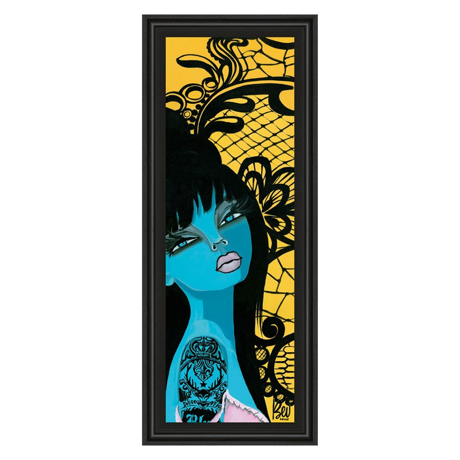Classy Living Ink Chiffon I 18x42in Wall Art | Contemporary Portrait on Paper with Midnight Aura MDF Frame | Living Room & Bedroom Decor | 1 | Model 1351