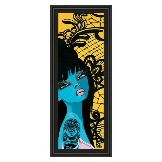 Classy Living Ink Chiffon I 18x42in Wall Art | Contemporary Portrait on Paper with Midnight Aura MDF Frame | Living Room & Bedroom Decor | 1 | Model 1351