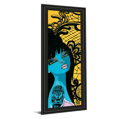 Classy Living Ink Chiffon I 18x42in Wall Art | Contemporary Portrait on Paper with Midnight Aura MDF Frame | Living Room & Bedroom Decor | 1 | Model 1351