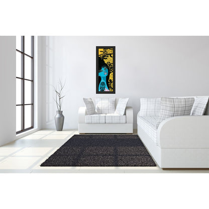Classy Living Ink Chiffon I 18x42in Wall Art | Contemporary Portrait on Paper with Midnight Aura MDF Frame | Living Room & Bedroom Decor | 1 | Model 1351