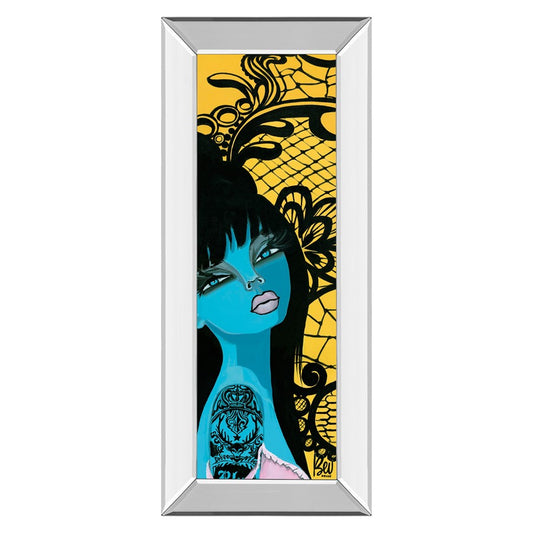 Classy Living Ink Chiffon I 18x42in Wall Art | Contemporary Graphic Art on Paper with Mirrored Frame | Living Room & Office Decor | 18 x 42 | Model 1351MF